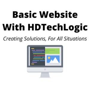 Includes text that says "Basic Website With HDTechLogic" followed by the HDTechLogic subtitle. There's then a computer monitor with website icon.